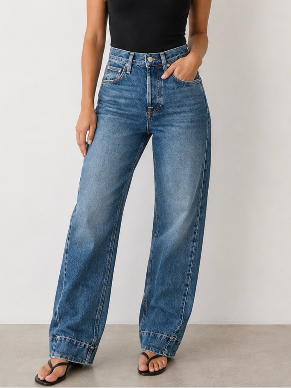 We The Free High-Rise Wide Leg Jeans in Medium Blue Wash